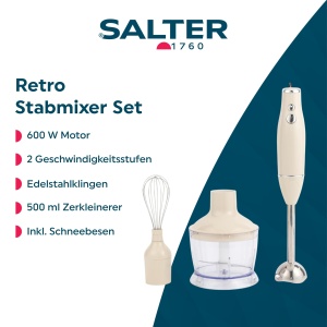 Blender multifunctional Salter Retro 3-in-1, 600W, 500ml, crem - Img 2