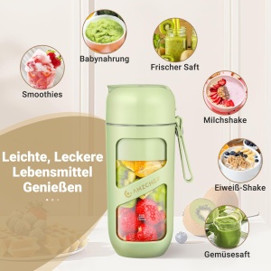 Blender portabil AMZCHEF Smoothie Maker To Go, 380 ml, 10 lame, verde - Img 8