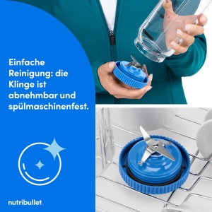 Blender portabil Nutribullet Flex 590ml, USB-C, albastru, usor de curatat - Img 7