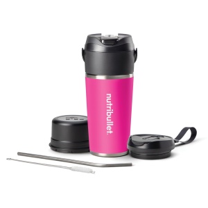 Blender portabil Nutribullet Flip, 590 ml, inox, roz, kabellos, 14 mixuri