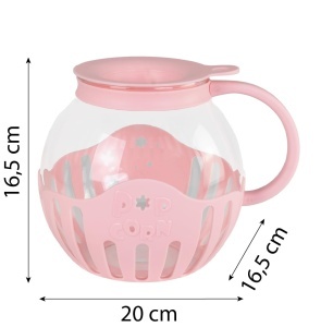 Bol pentru popcorn JOCCA din sticla, 2.2 l, cu grilaj din silicon, roz - Img 6
