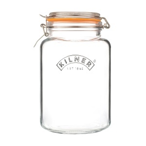 Borcan de conservare Kilner Clip Square, 3 litri, cu capac din otel inoxidabil