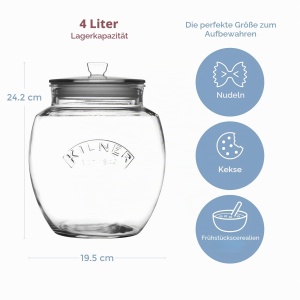 Borcan de depozitare Kilner, 4 litri, cu capac si etansare din silicon - Img 2