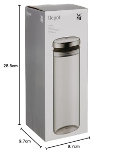 Borcan de depozitare WMF Depot 1.5l, inaltime 28.5 cm, borcan de depozitare cu capac, recipient pentru boabe de cafea, borcan de muesli, borcan de depozitare a alimentelor cu deschidere mare de umplere - Img 4