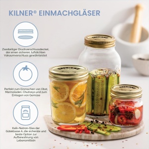 Borcan pentru conserve Kilner 250 ml cu capac metalic, 100 etans - Img 3