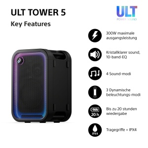 Boxa portabila Sony ULT TOWER 5, 300W, Bluetooth, cu lumini LED - Img 2