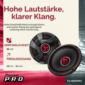 Boxe auto Pioneer TS-M801PRO, 20.3 cm, 700 W, negru - Img 5