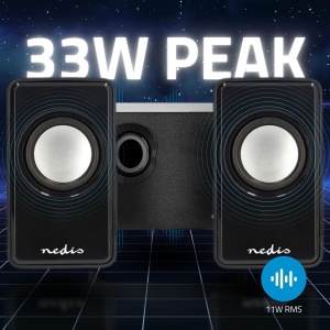 Boxe PC Nedis 33W cu Subwoofer, 2.1 Stereosound, Alimentare USB, Negru - Img 3
