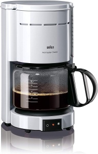 Braun Coffee Machine KF 47 WH - Aparat de cafea cu filtru cu ulcior de sticla pentru cafea clasica la filtru, cafea aromata datorita sistemului OptiBrew, oprire prin picurare, oprire automata, alb - Img 1