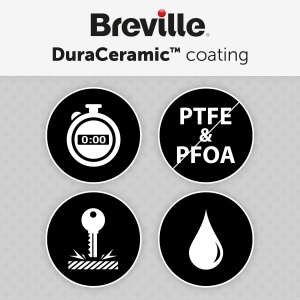 Breville DuraCeramic Sandwich Maker cu farfurii adanci | Prajitor de paine sandwich pentru 2 felii cu temperatura variabila [VST070X], alb - Img 4