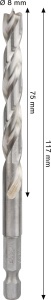 Burghiu pentru lemn PRO Wood HSS Brad Point 8mm x 117mm HEX - Img 3