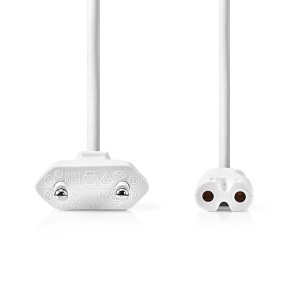 Cablu de alimentare NEDIS IEC-320-C7, 3m, Alb, PVC