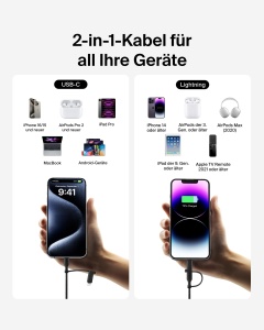 Cablu de incarcare 2-in-1 Belkin BoostCharge Pro USB-C si Lightning, 1.5m, 60W - Img 2