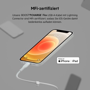 Cablu de incarcare Belkin BoostCharge Flex USB-ALightning, 3 m, MFi, Alb - Img 2