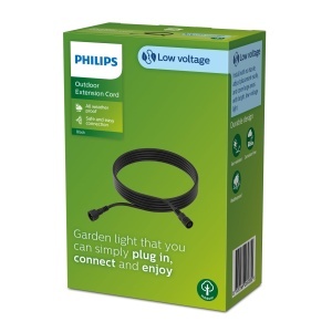 Cablu prelungitor Philips Outdoor 5m 24V IP67 rezistent la apa negru