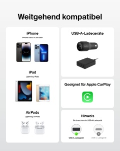 Cablu USB-A cu Lightning Belkin BoostCharge, 1,5 m, Alb, Cablu Rapid pentru iPhone - Img 5