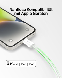 Cablu USB-C cu Lightning Belkin BoostCharge 1,5 m, Alb, Flexibil, Rapid - Img 4