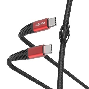 Cablu USB C Hama Extreme, 1.5m, Nylon, Rapid, NegruRosu