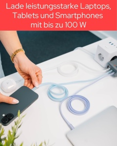 Cablu USB-C Verbatim Sync Charge 120cm 100W PD 3.0 Lila - Img 5
