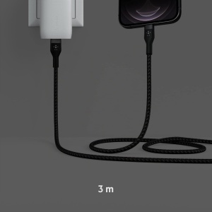 Cablu USB-CLightning Belkin BoostCharge Pro Flex, 3 m, 20 W, Negru - Img 6