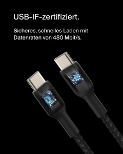 Cablul de incarcare USB-C Belkin BoostCharge, 1 m, negru, cu incarcare rapida - Img 3