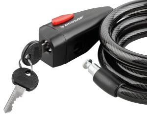 Cablul de siguranta spiralat Dunlop 150cm cu 2 chei, 12mm, pentru biciclete si mopede - Img 2
