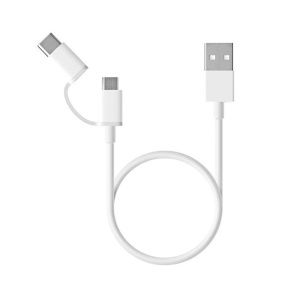 Cablul USB 2-in-1 Mi Micro USB si Type C (30cm) Alb