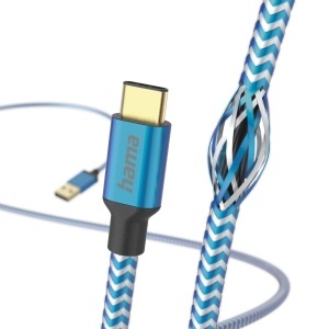 Cablul USB Hama Reflective, 1.5m, Nylon, Albastru, Rapid - Img 3