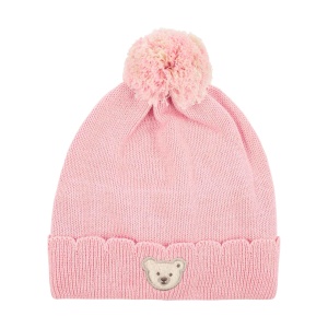 Caciula Steiff Beanie, roz poignant, pentru copii, moale si calduroasa