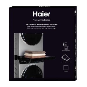 Cadru de montare universal Haier Premium, negru, cu baza extensibila, pentru masina de spalat si uscator