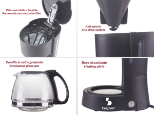 Cafetiera Beper BC060 6 Cesti Negru Anti-picurare 600W - Img 3