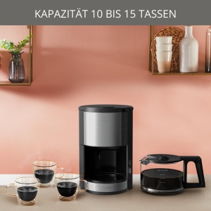 Cafetiera cu filtru Krups KM3210 Pro Aroma Plus, 1.25L, 10-15 cesti, functie de mentinere la cald, NegruInox - Img 2
