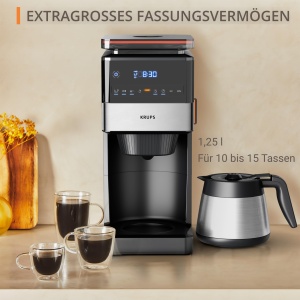 Cafetiera Krups Grind Aroma XL KT842810 Rasnita Conica 125L Termos din Otel Inoxidabil NegruInox - Img 5