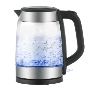 Cafetiera Midea Wasserkocher 1,7 Litri, 2200 Watt, Borosilikat, LED Albastru - Img 1