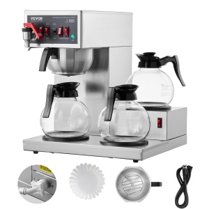 Cafetiera VEVOR FRB-286-BD3 12 Cesti 3 Carafe Sticla Inox