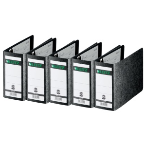 Caiet cu inele Leitz 180 A6, 5 bucati, negru, 80 mm latime spate