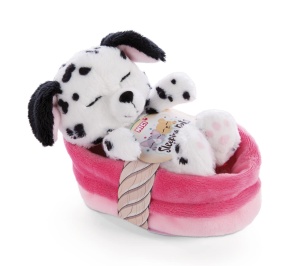 Caine de plus NICI intr-un cos 12 cm - Jucarie de plus Sleeping Pets Dalmatian pentru fete, baieti si bebelusi - Caine de plus pentru imbratisare, joaca si dormit - Jucarie de plus confortabila