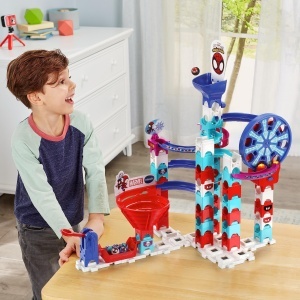 Calea de bile VTech Marble Rush Spidey Super Spin Challenge - 62 piese, motorizat, design Spiderman - Img 5
