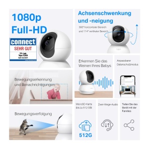 Camera de securitate Wi-Fi de interior Tapo TP-Link C200 360deg, FHD 1080P, Vedere pe timp de noapte, Detectare miscare, Audio bidirectional, compatibil cu Alexa si Google Assistant, pentru bebelusi/animale de companie - Img 2