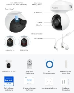 Camera de supraveghere Reolink E1 Outdoor SE PoE 4K, cu noapte colorata, auto-tracking - Img 6