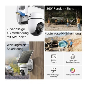 Camera de supraveghere Tapo C615G 4G LTE, 360, 2K, nocturna color - Img 3