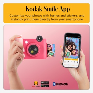 Camera digitala instant KODAK Smile cu Bluetooth, 20 fotografii, fuchsia - Img 4