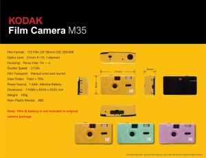 Camera foto Kodak M35 Mintgreen 35 mm reutilizabila retro cu blitz integrat - Img 8
