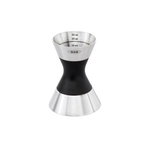 Cana de masurare dubla OXO din inox, 10-45 ml, cu maner antiderapant