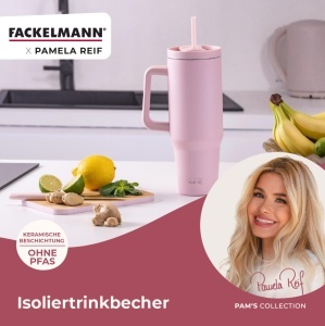 Cana izotermica Fackelmann Pamela Reif 1200 ml din otel inoxidabil, roz - Img 2