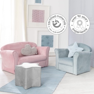 Canapea pentru copii roba Lil Sofa, gri, cu brate, 78 cm, confortabila - Img 9