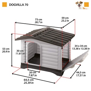 Canisa pentru caini Ferplast DOGVILLA 70 Cusca pentru caini in aer liber Cusca pentru caini Deschidere laterala Pardoseala drenabila Pardoseala izolan - Img 2
