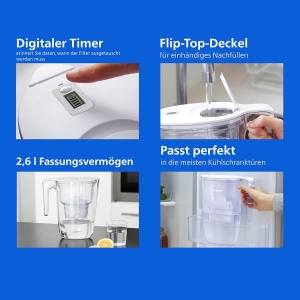 Canistra filtrare apa Philips Antikalk, 2.6L, timer digital, 50 reducere duritate - Img 5