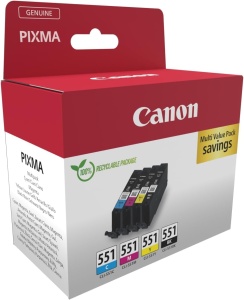 Canon CLI-551 Multipack 4 Cartuse Originale C M Y BK Ambalaj Ecologic - Img 2