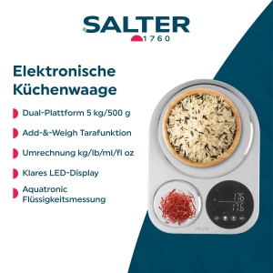 Cantar de Bucatarie Salter Dual Platform, 5kg Capacitate, Display Digital, Inox - Img 2